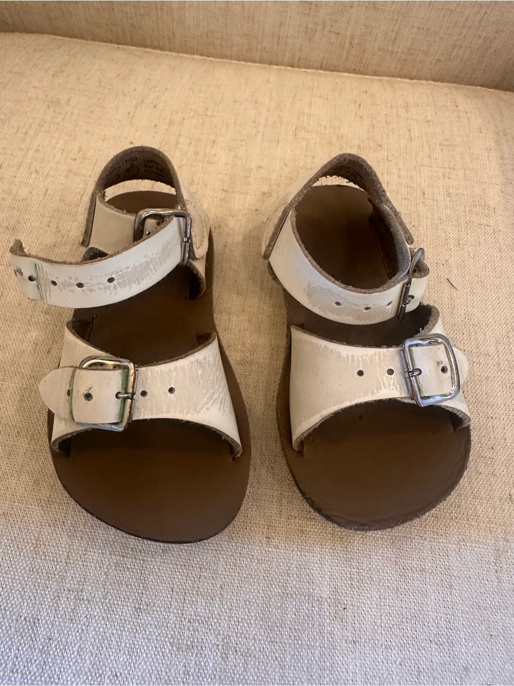Kids White Buckle Strap Sandals